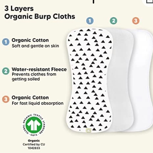 5-Pack Organic Burp Cloths for Baby, Unisex Ultra Absorbent spit up rags NWT - Picture 5 of 7